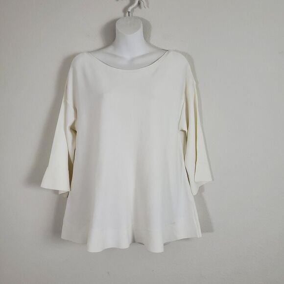 Tommy Hilfiger Women's Sweater Large Ivory Knit Flowy Lightweight Basic Minimal - Picture 1 of 9